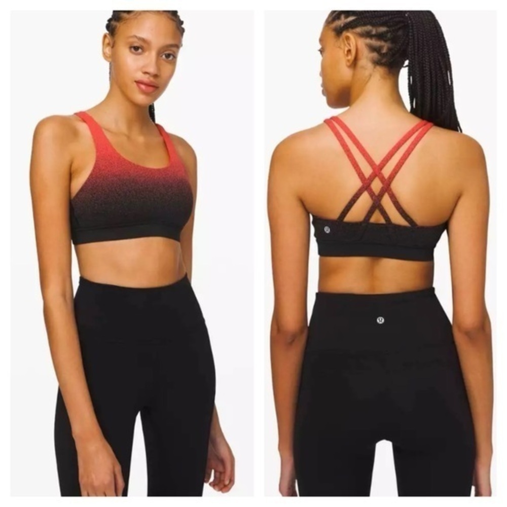 Lululemon Lululemon Energy Bra Ombre Speckle Stop Jacquard Eb Black Thermal Red